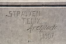 Aalstersesteenweg 38, Ninove, signature et date (© APEB, photo 2016).