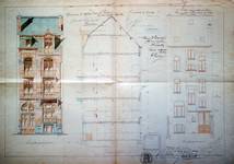 Avenue des Frères Haeghe 25, Tournai, élévations avant et arrière et coupe longitudinale, AET/Ville de Tournai/Voirie 16420/Plans 4422 (1905).