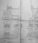 Ontwerp voor een villa in de Brusselse periferie, 1899-1900 (Carlo R. Chapelle, <i>Projet d'une étude historique de la maison connue sous le nom de 'Maison Saint-Cyr' construite en 1900-1903 par l'architecte Gustave Strauven (1878-1919)</i>, Brussel, MMXIV, p. 56).