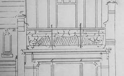 Detail van een ontwerp voor een villa in de Brusselse periferie, 1899-1900 (Carlo R. Chapelle, <i>Projet d'une étude historique de la maison connue sous le nom de 'Maison Saint-Cyr' construite en 1900-1903 par l'architecte Gustave Strauven (1878-1919) </i>, Brussel, MMXIV, p. 56).